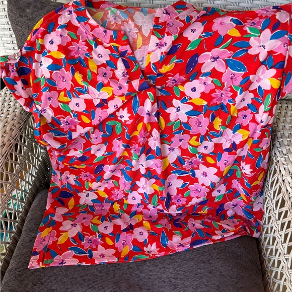 Tops - Floral Red Women's Top